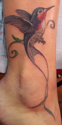 Hummingbird Ankle Tattoo